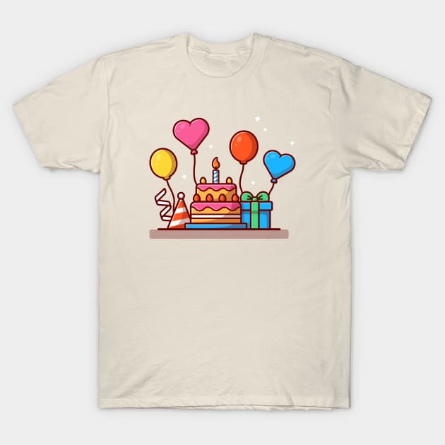 Gift Box And Birthday Cake (3) T-Shirt by Catalyst Labs